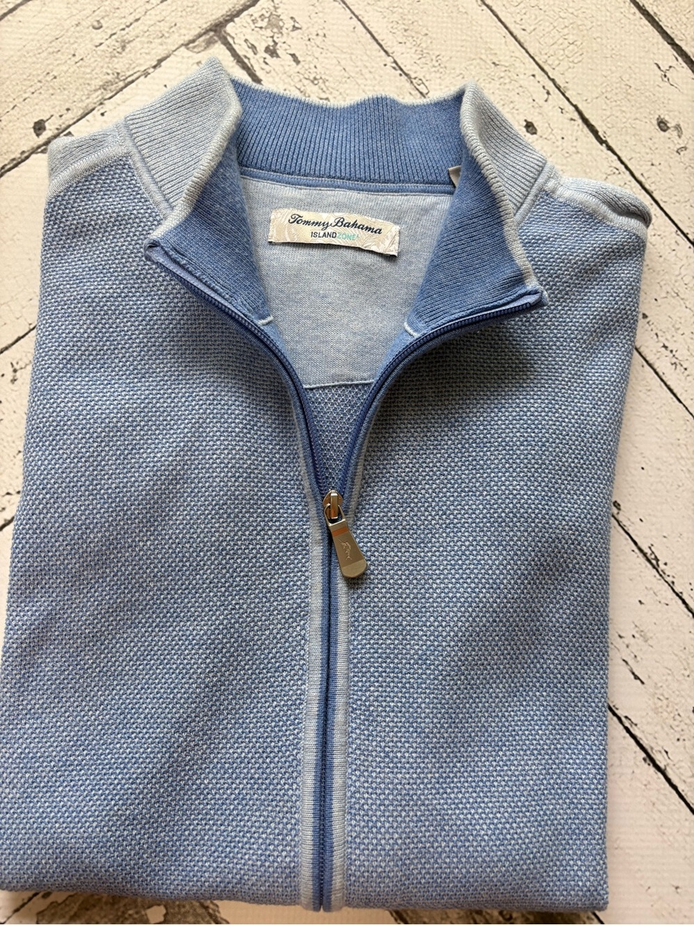 Tommy Bahama Island Zone Full Zip Sweater Vest Steel Blue Men’s XL